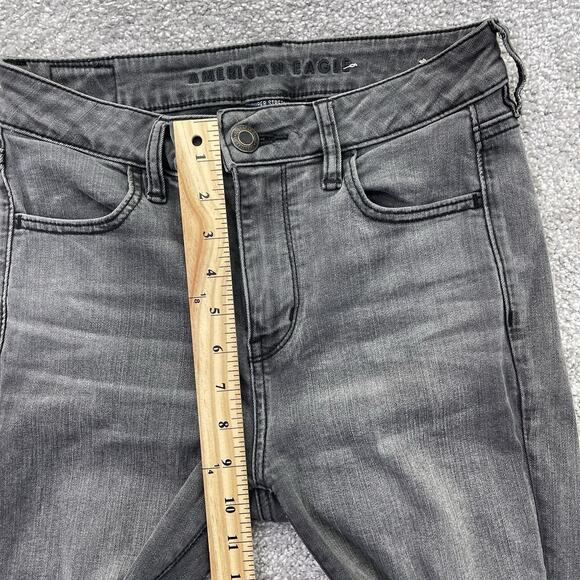American Eagle Jeans Womens 4 Reg Gray Hi Rise Jegging Distressed Rips Denim - Picture 10 of 11